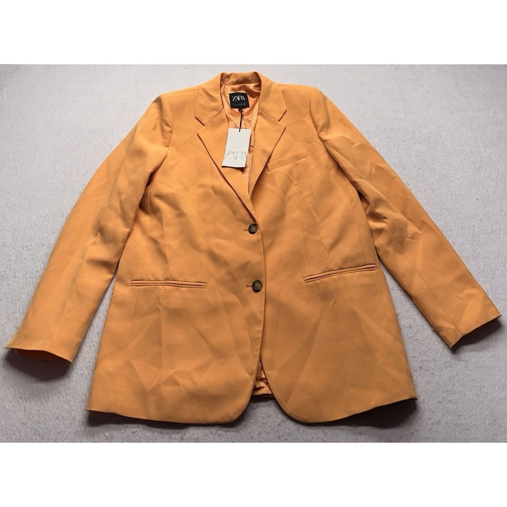ZARA Orange Oversized Single Breasted Tailored Blazer Jacket Size M Medium NWT